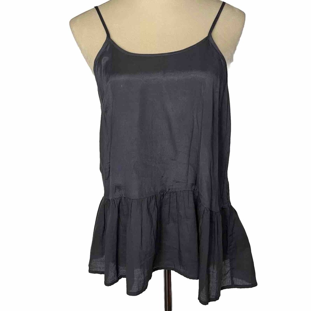 Chan Luu  Women's Tank Top Blouse Solid Navy Blue S Whimsigoth Dark Romantic